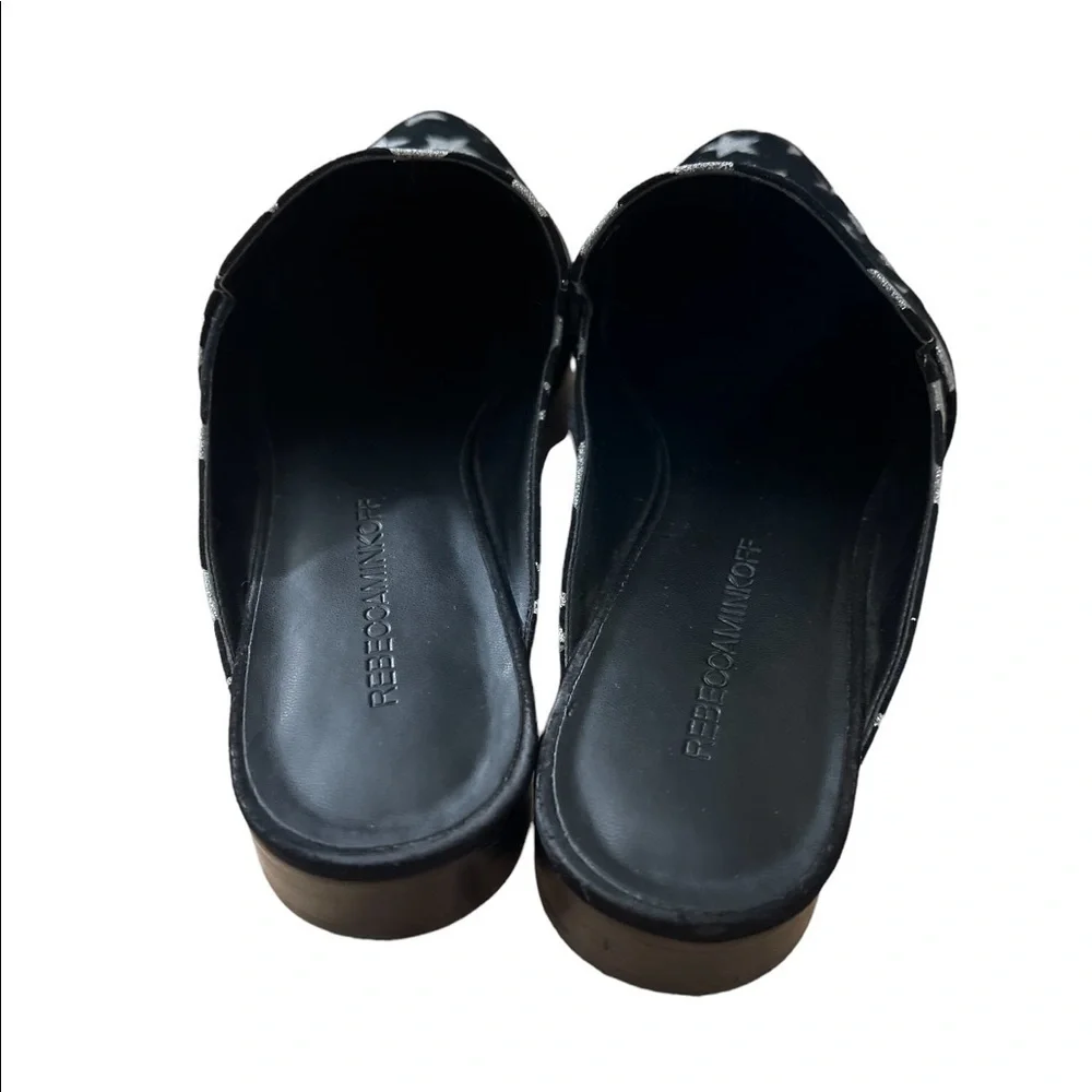 Rebecca Minkoff Black Mika In Galaxy Print Mules/Slides